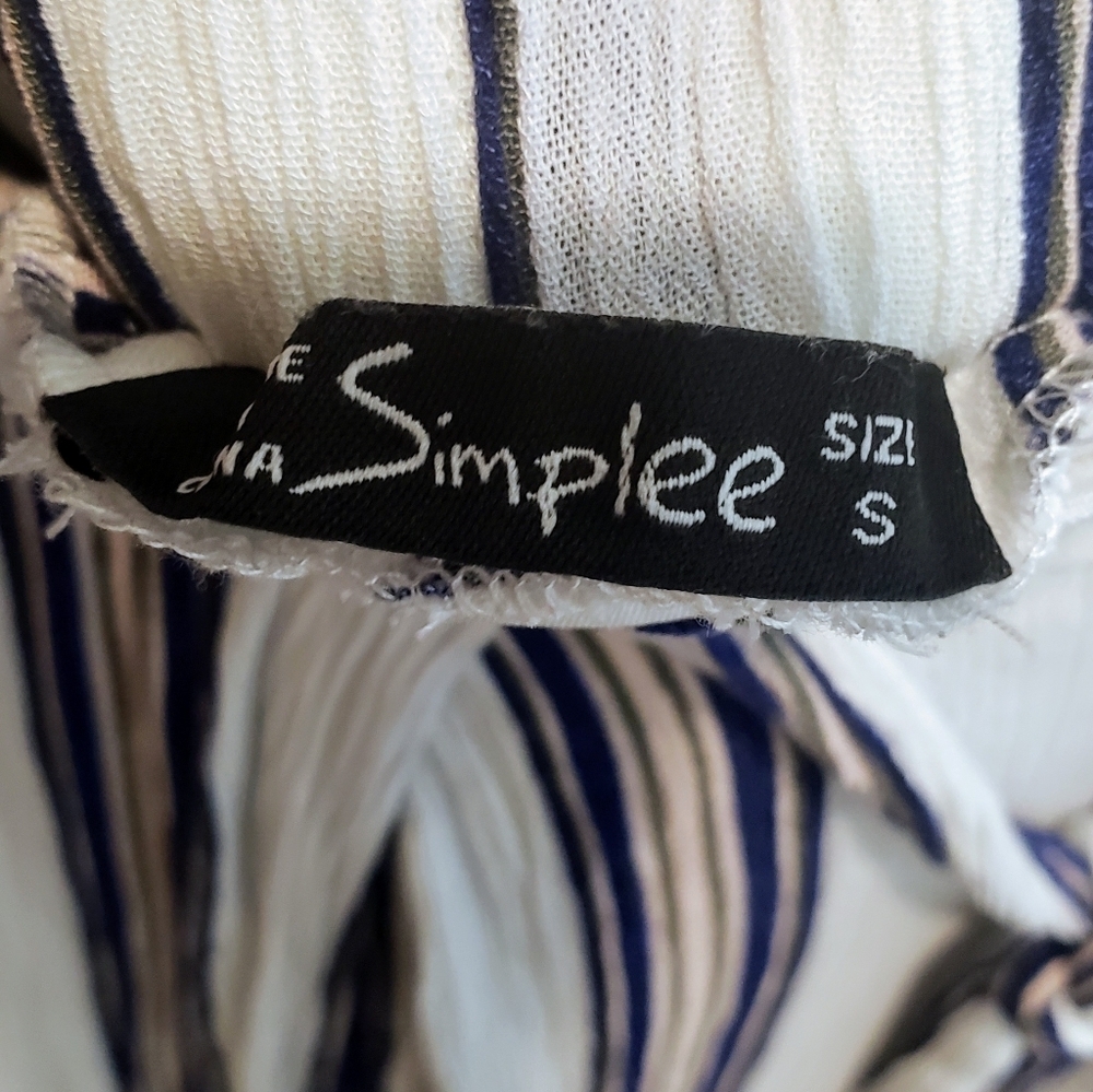 Simplee Viscose 100% Pants Wide Leg Striped Split Thigh High Tie Waist Sz Small - Picture 8 of 10
